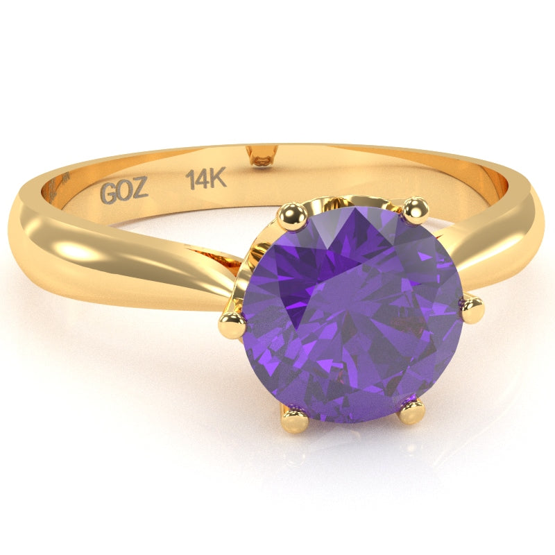 Crown Setting Amethyst Engagement Ring In 14k Yellow Gold