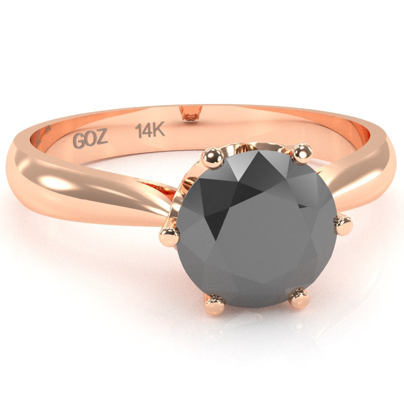 Crown Setting Black Onyx Engagement Ring In 14k Rose Gold