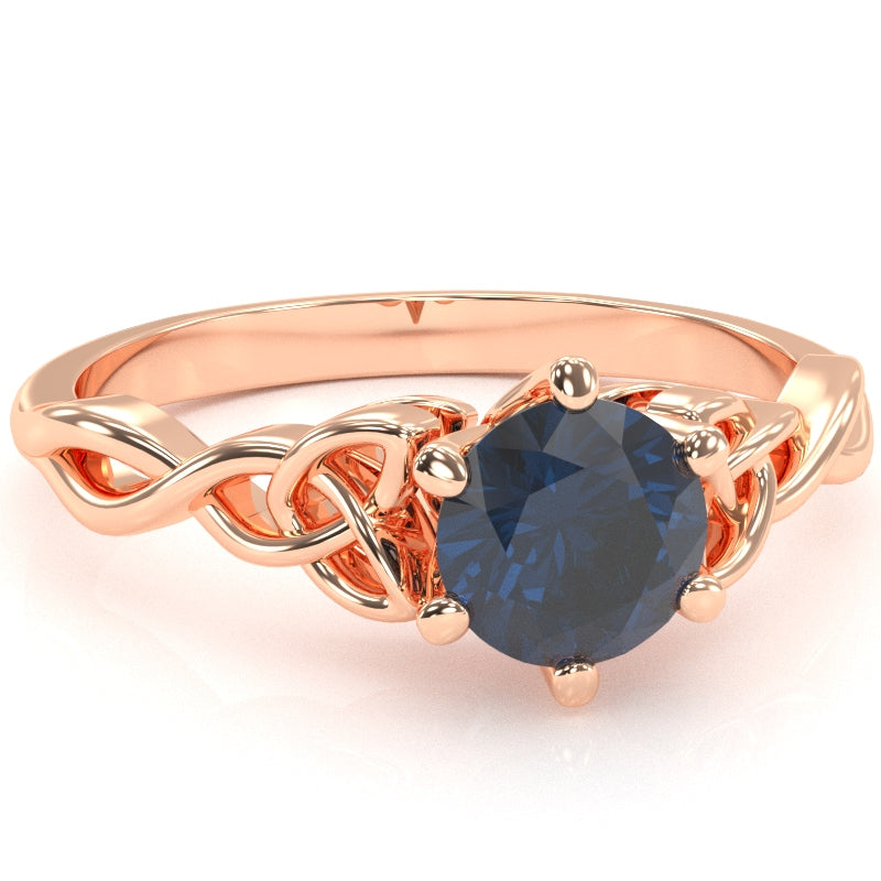Celtic Trinity Knot Lab-Created Sapphire Engagement Ring In 14k Rose Gold