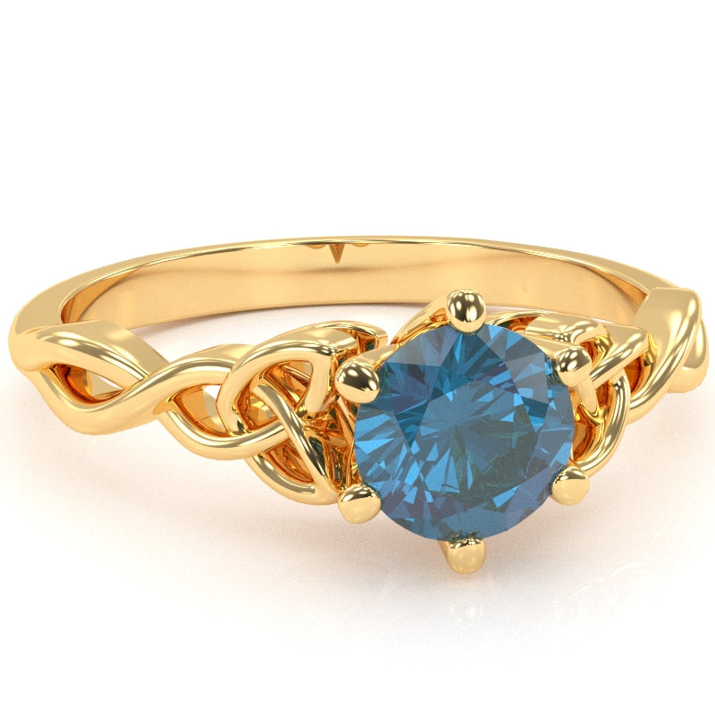 Celtic Trinity Knot Lab-Created Alexandrite Engagement Ring In 14k Yellow Gold