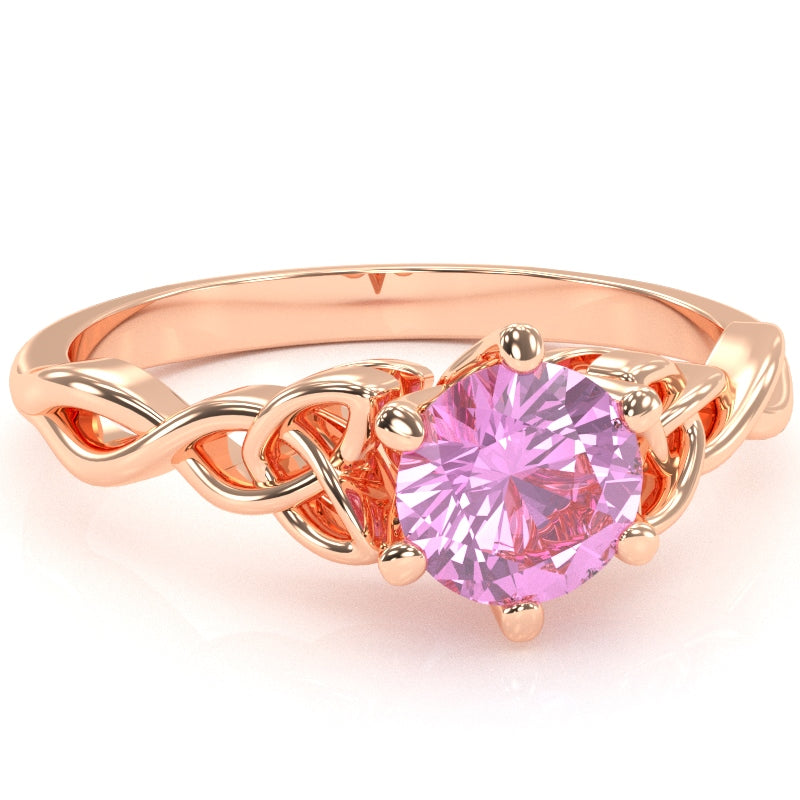 Celtic Trinity Knot Lab-Created Pink Sapphire Engagement Ring In 14k Rose Gold