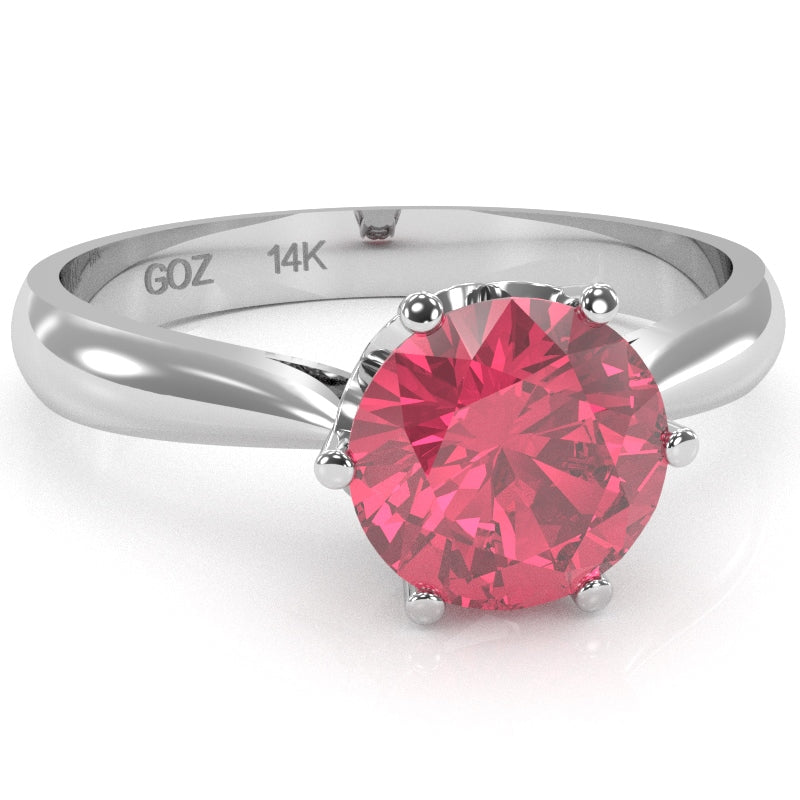 Crown Setting Pink Tourmaline Engagement Ring In 14k White Gold