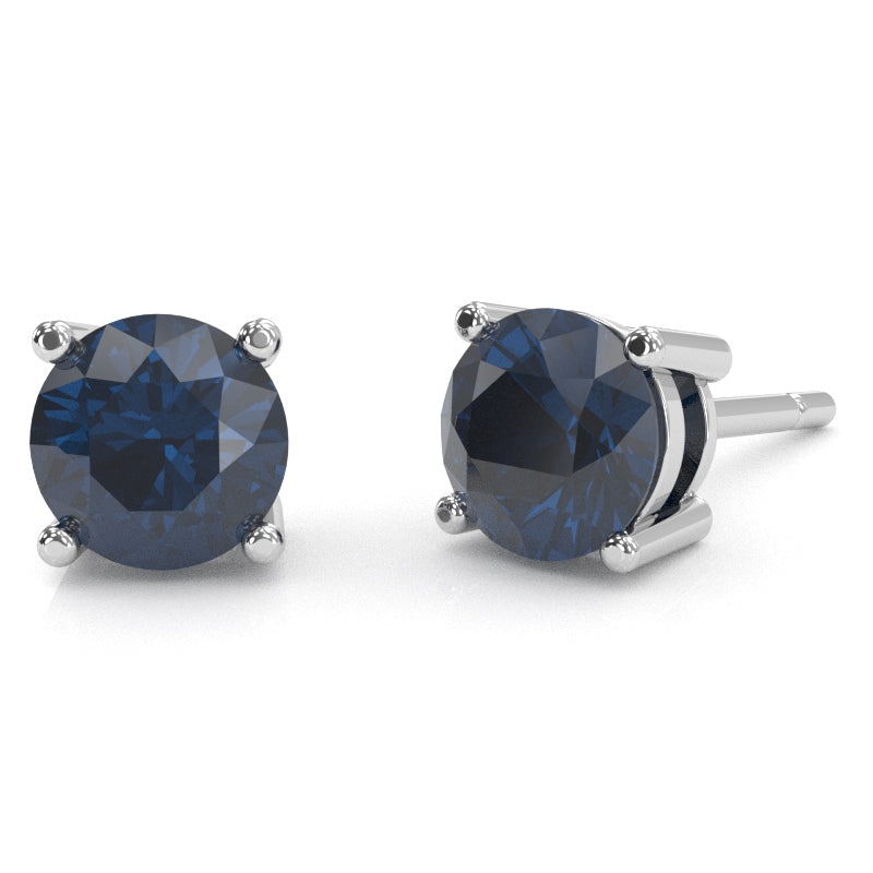 Lab-Created Sapphire 6mm Round Stud Earrings in 10k White Gold