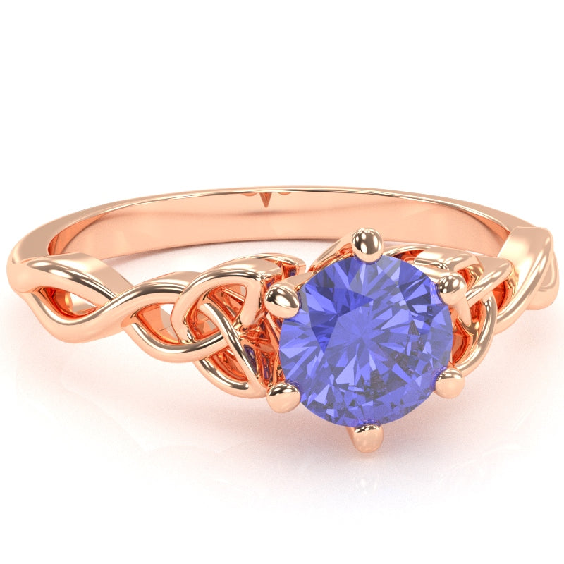 Celtic Trinity Knot Tanzanite Engagement Ring In 14k Rose Gold