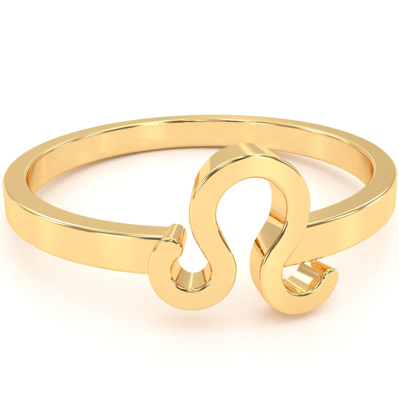 Leo Zodiac Sign Ring In Solid 14k Yellow Gold