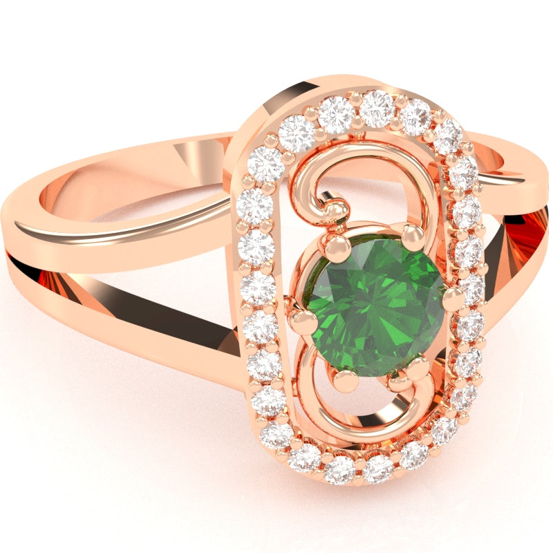 Split Band Lab-Created Emerald Diamond Cocktail Ring In 14k Rose Gold