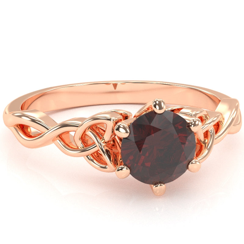 Celtic Trinity Knot Garnet Engagement Ring In 14k Rose Gold