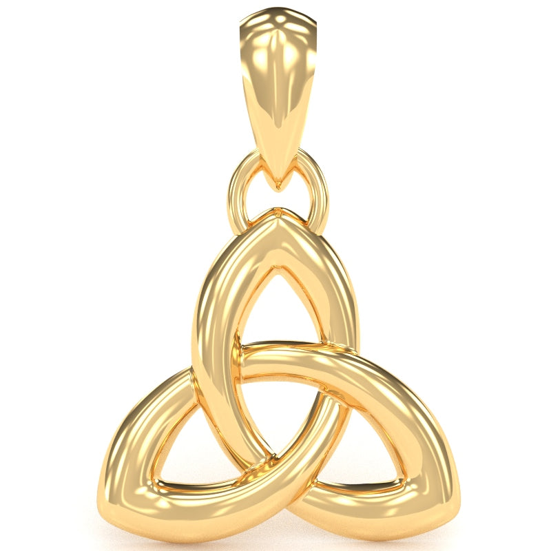 Celtic Trinity Knot Pendant In Solid 14k Yellow Gold