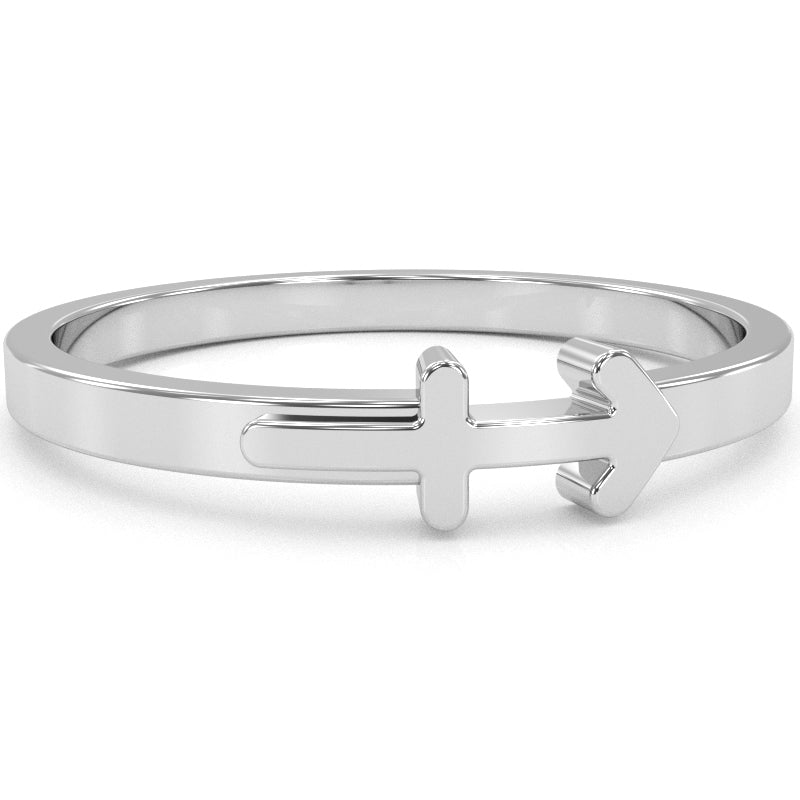 Sagittarius Zodiac Sign Ring In Solid 14k White Gold