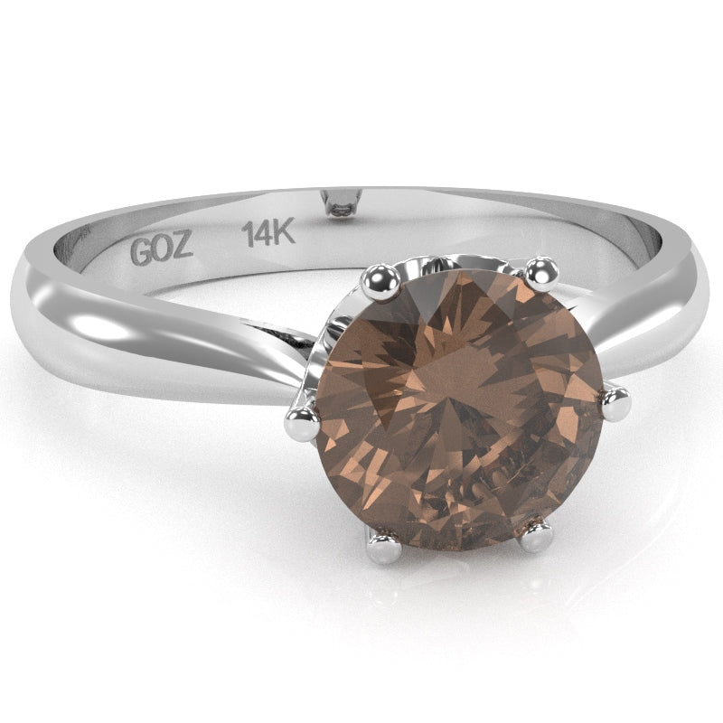 Crown Setting Smoky Quartz Engagement Ring In 14k White Gold