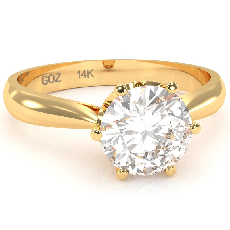 Crown Setting White Topaz Engagement Ring In 14k Yellow Gold