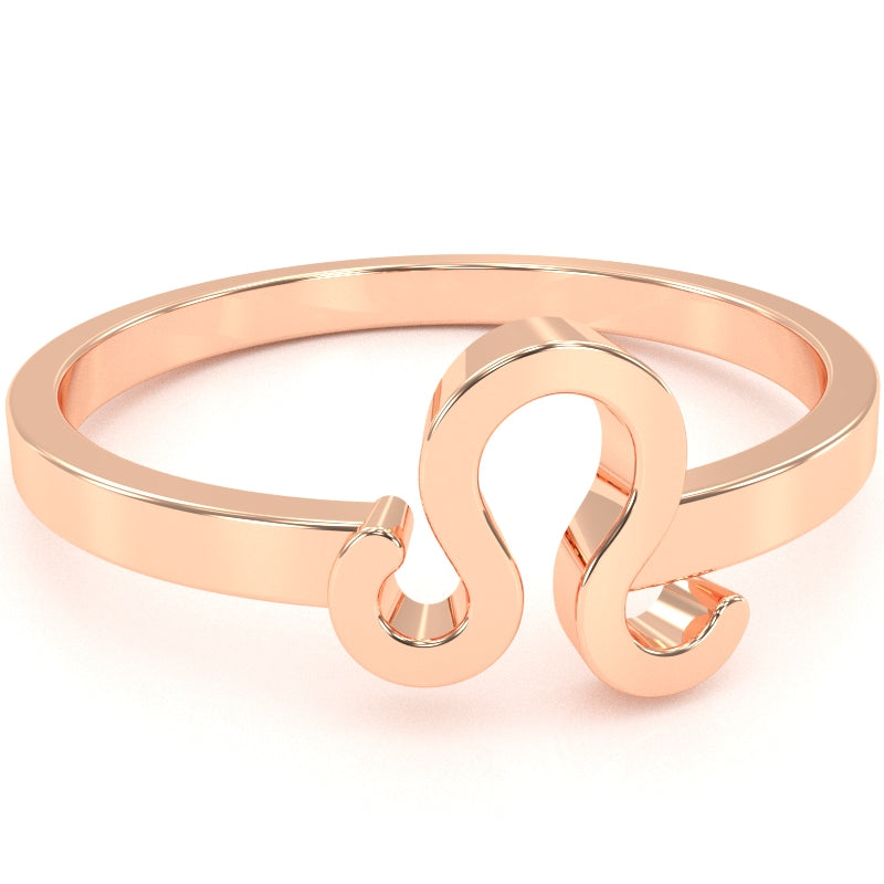 Leo Zodiac Sign Ring In Solid 14k Rose Gold