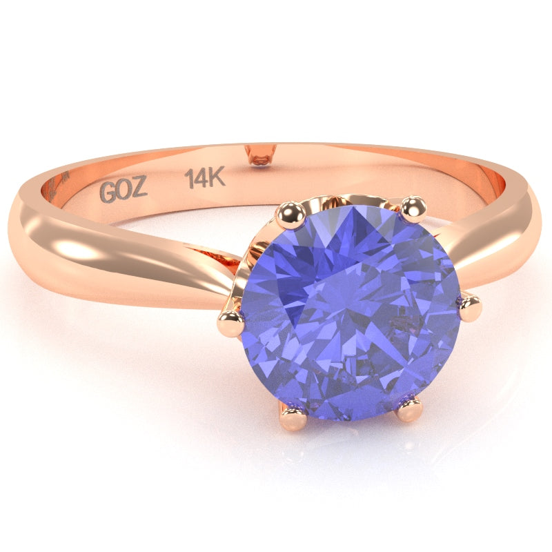 Crown Setting Tanzanite Engagement Ring In 14k Rose Gold