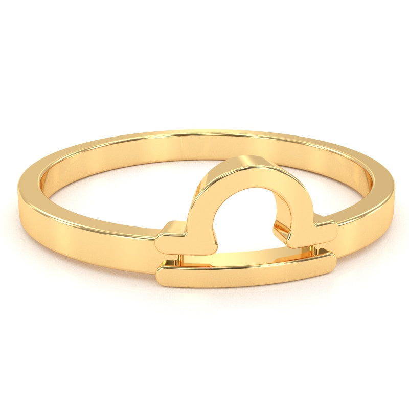 Libra Zodiac Sign Ring In Solid 14k Yellow Gold
