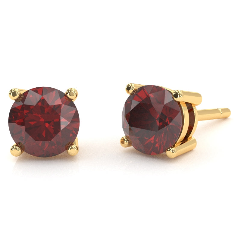 Lab-Created Ruby 5mm Round Stud Earrings in 10k Yellow Gold