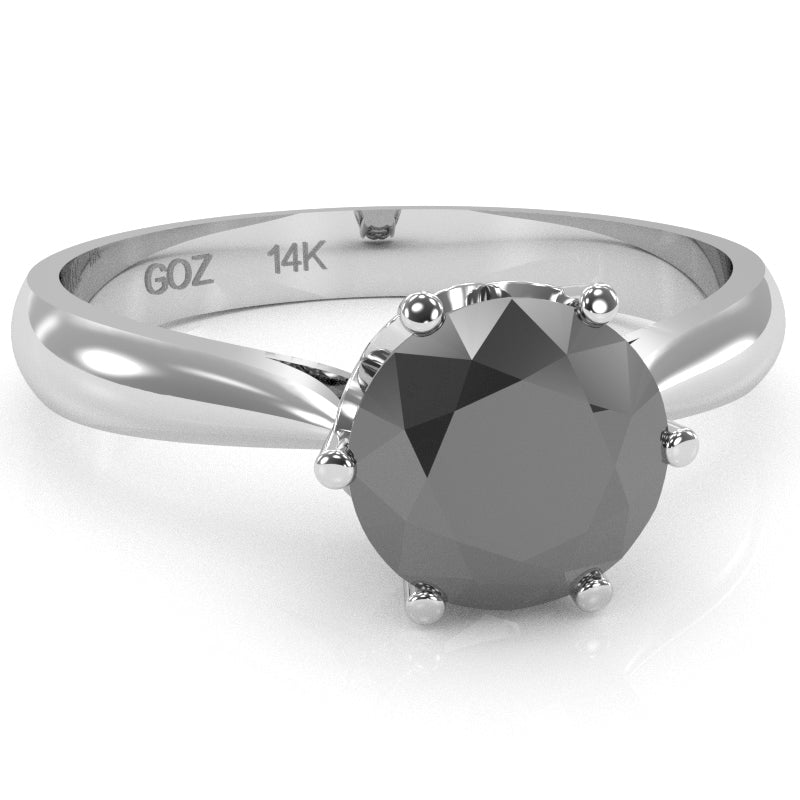 Crown Setting Black Onyx Engagement Ring In 14k White Gold