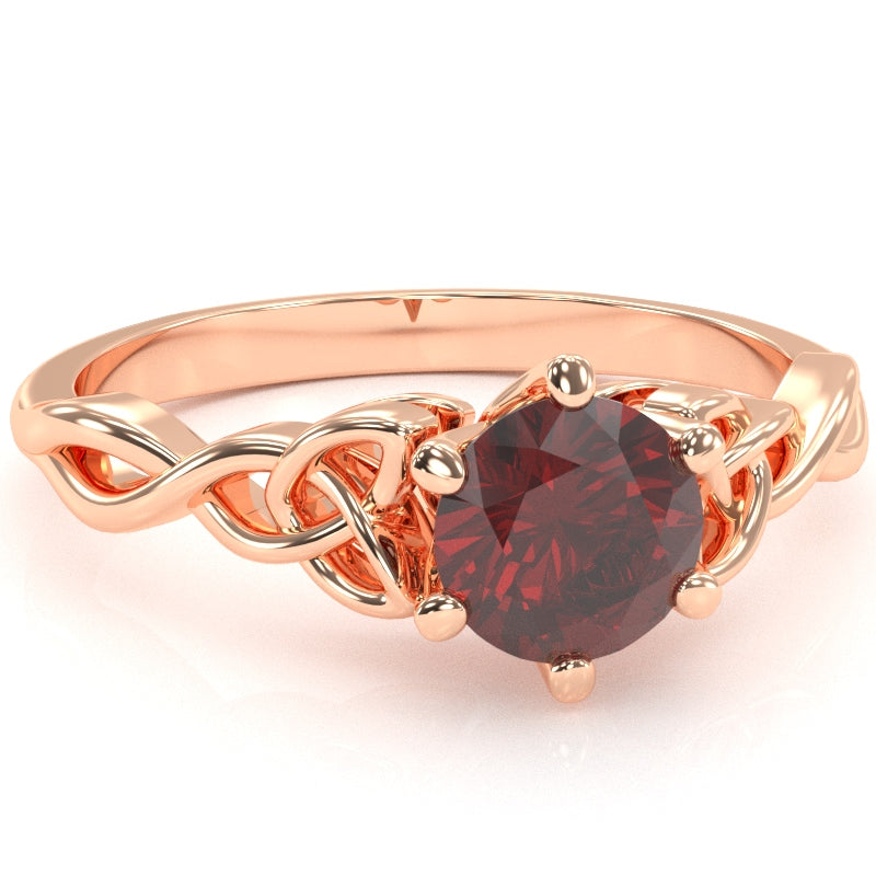 Celtic Trinity Knot Lab-Created Ruby Engagement Ring In 14k Rose Gold