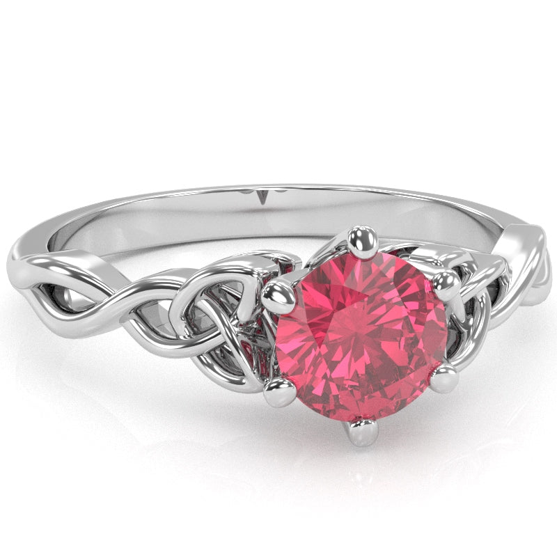 Celtic Trinity Knot Pink Tourmaline Engagement Ring In 14k White Gold