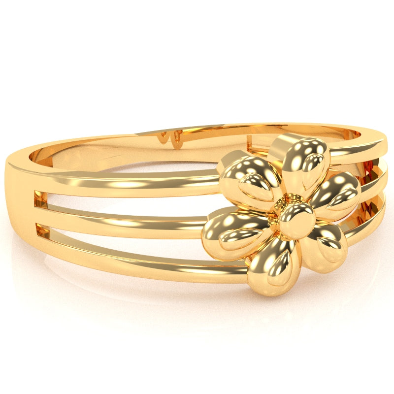 Designer Top Flower Friendship Ring In Solid 14k Yellow Gold