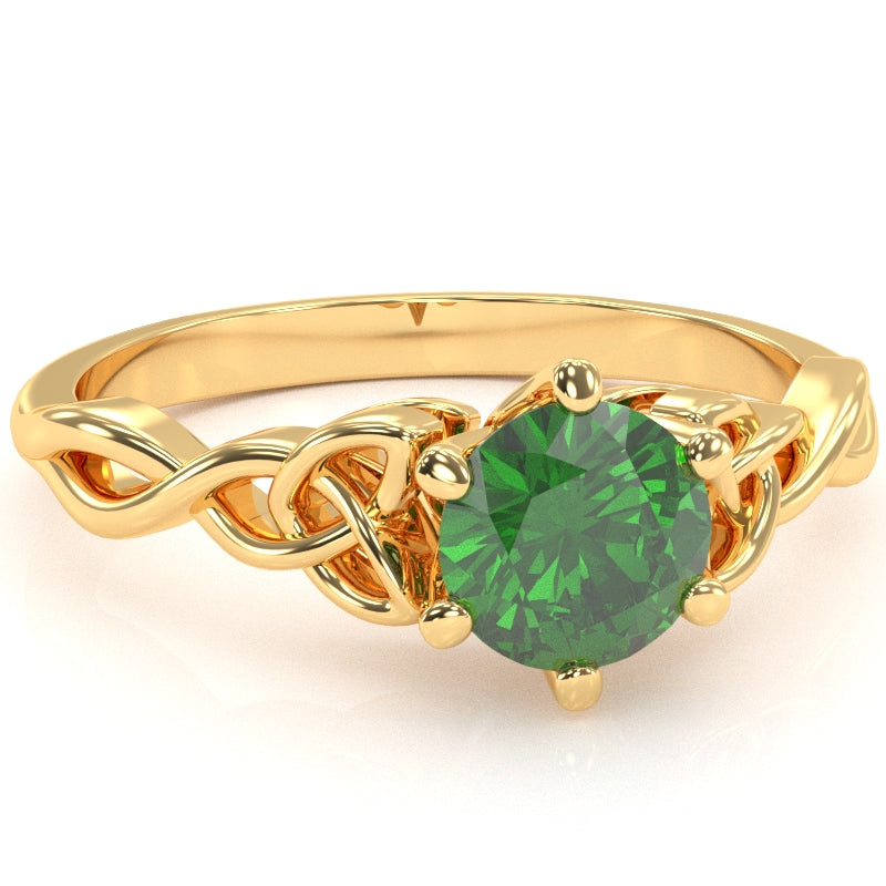 Celtic Trinity Knot Lab-Created Emerald Engagement Ring In 14k Yellow Gold