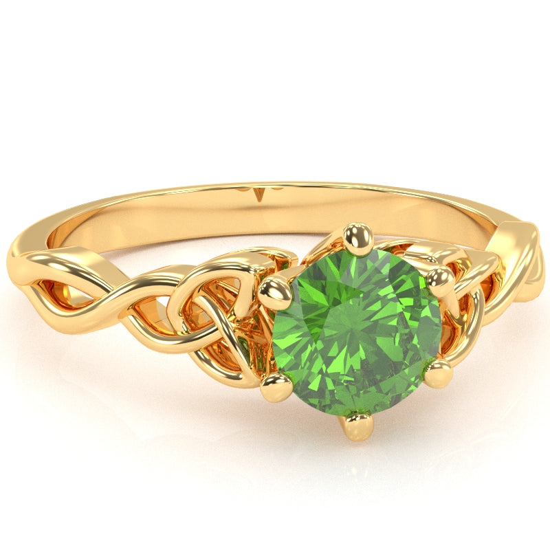 Celtic Trinity Knot Peridot Engagement Ring In 14k Yellow Gold