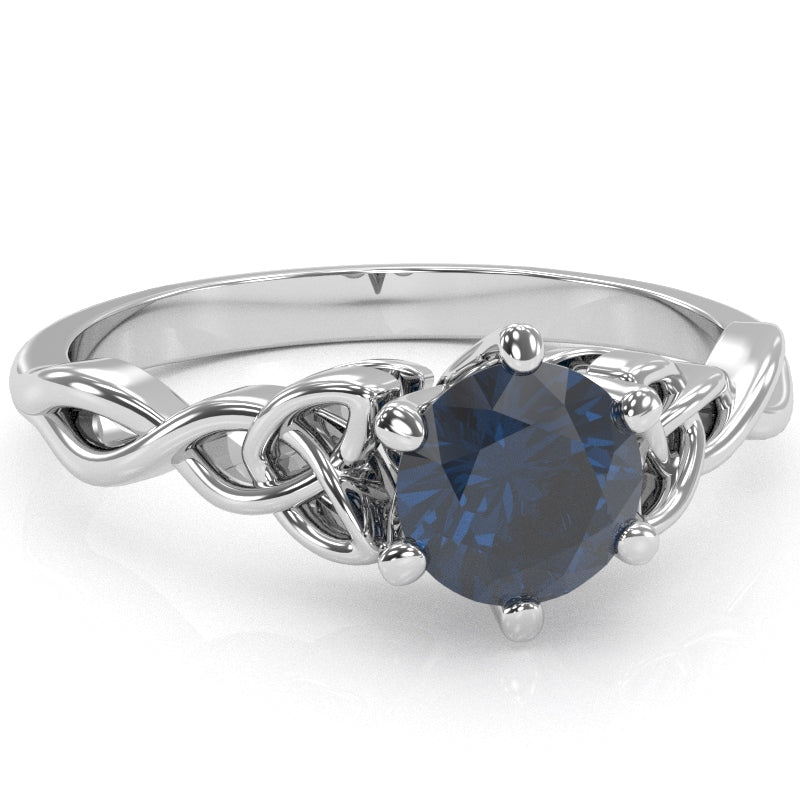 Celtic Trinity Knot Lab-Created Sapphire Engagement Ring In 14k White Gold