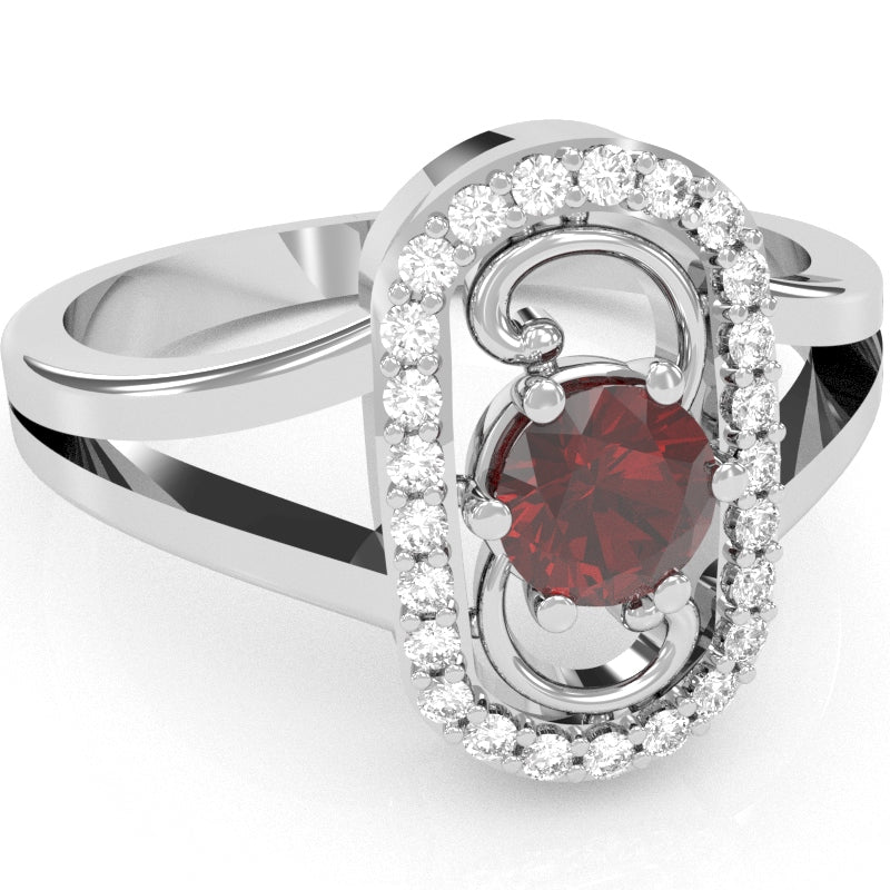 Split Band Lab-Created Ruby Diamond Cocktail Ring In 14k White Gold