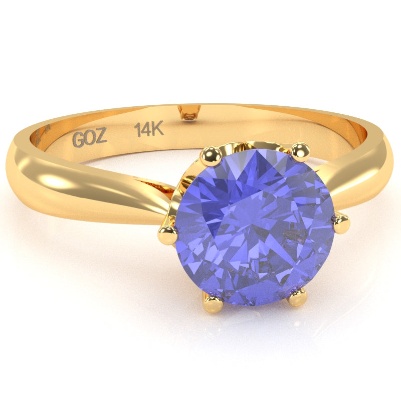 Crown Setting Tanzanite Engagement Ring In 14k Yellow Gold