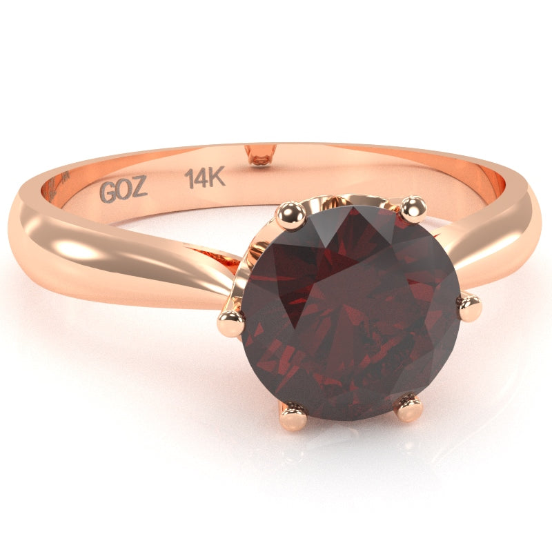 Crown Setting Garnet Engagement Ring In 14k Rose Gold