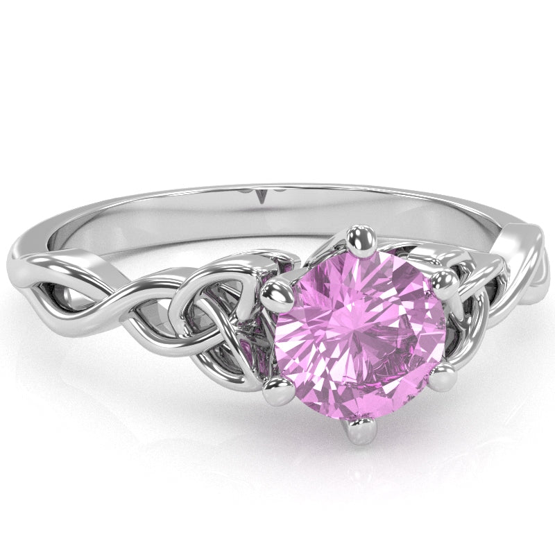 Celtic Trinity Knot Lab-Created Pink Sapphire Engagement Ring In 14k White Gold