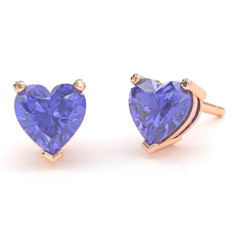 Tanzanite 5mm Heart Stud Earrings in 10k Rose Gold