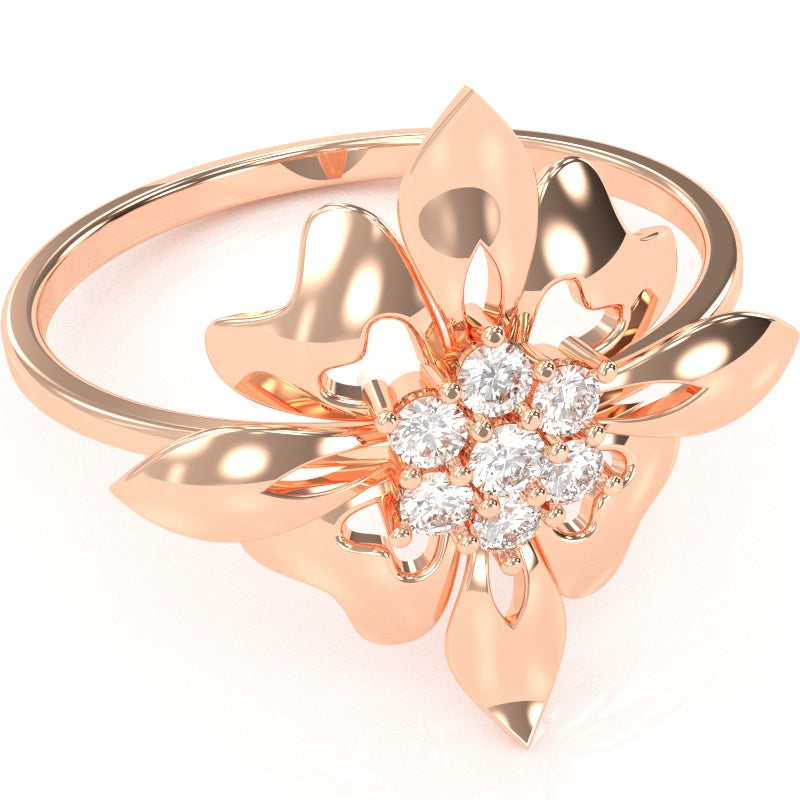 Classy Diamond Encrusted Cocktail Ring In 14k Rose Gold