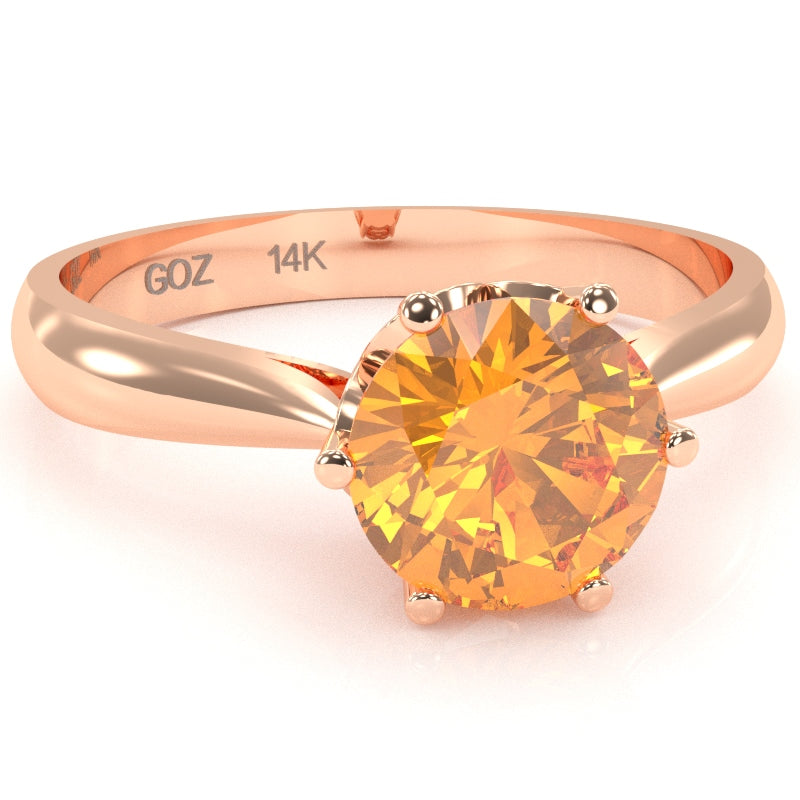 Crown Setting Citrine Engagement Ring In 14k Rose Gold