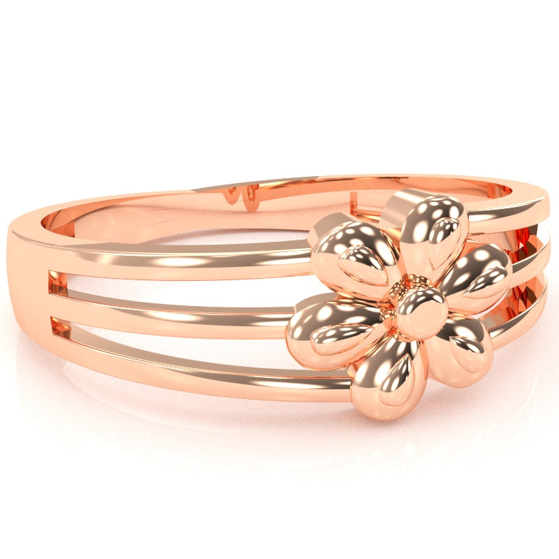 Designer Top Flower Friendship Ring In Solid 14k Rose Gold