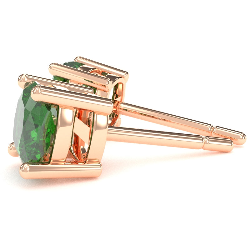 Lab-Created Emerald 6mm Cushion Stud Earrings in 10k Rose Gold