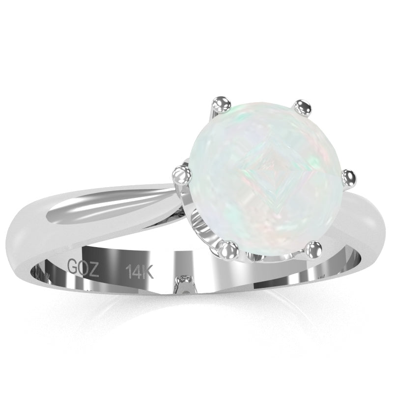 Crown Setting Opal Engagement Ring In 14k White Gold