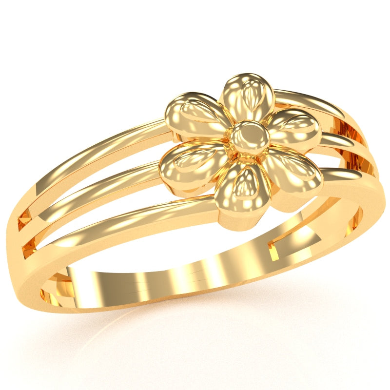 Designer Top Flower Friendship Ring In Solid 14k Yellow Gold