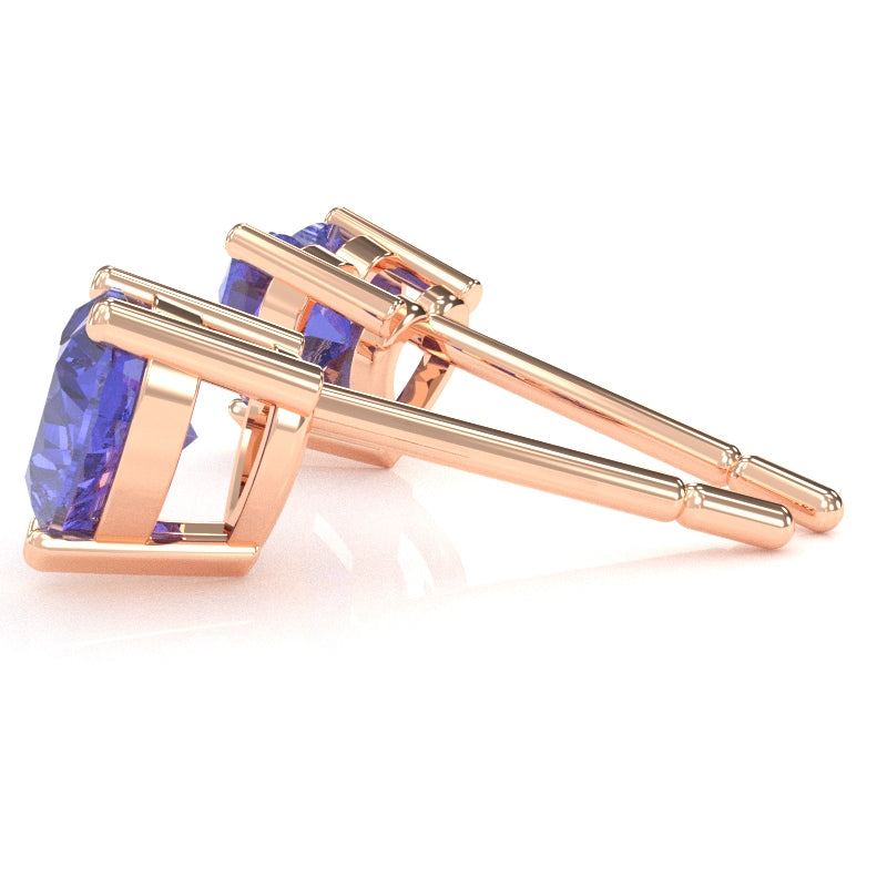 Tanzanite 6mm Heart Stud Earrings in 10k Rose Gold