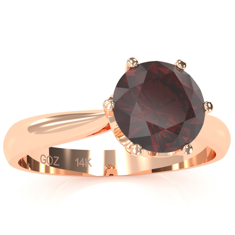 Crown Setting Garnet Engagement Ring In 14k Rose Gold