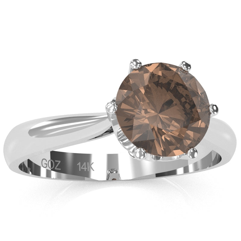 Crown Setting Smoky Quartz Engagement Ring In 14k White Gold