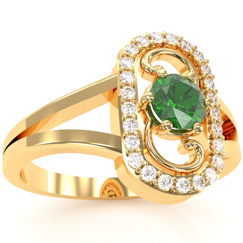 Split Band Lab-Created Emerald Diamond Cocktail Ring In 14k Yellow Gold