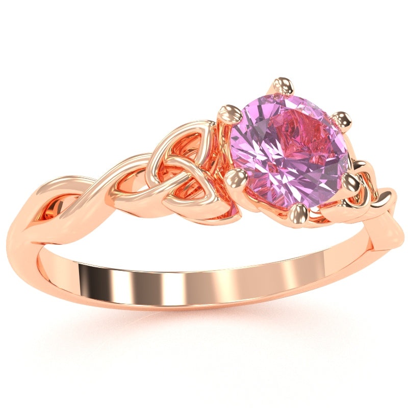 Celtic Trinity Knot Lab-Created Pink Sapphire Engagement Ring In 14k Rose Gold