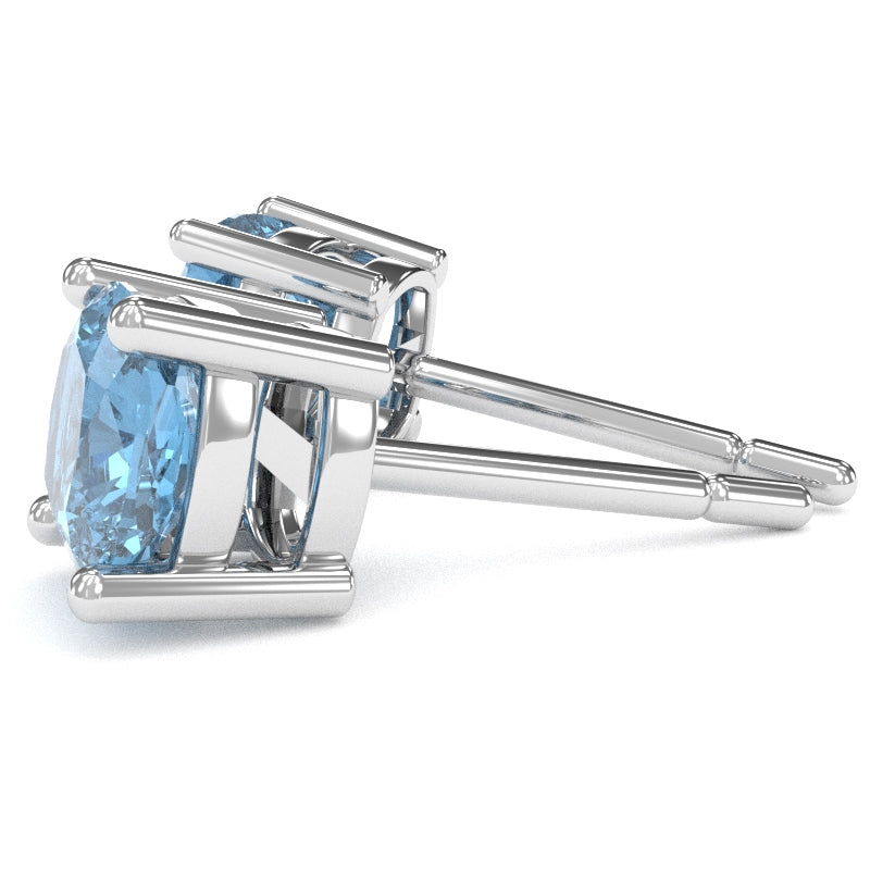 Blue Topaz 6mm Cushion Stud Earrings in 10k White Gold