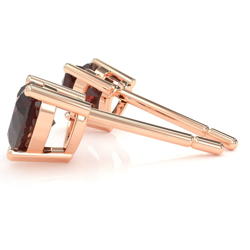 Garnet 5mm Heart Stud Earrings in 10k Rose Gold