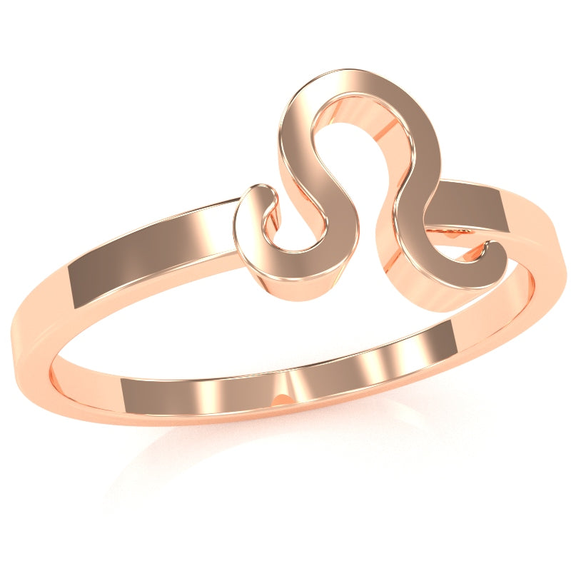 Leo Zodiac Sign Ring In Solid 10k Rose Gold