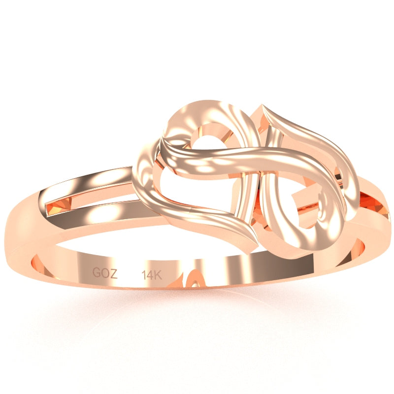 Split Shank Infinity Loop 2 Hearts Love Ring In Solid 14k Rose Gold