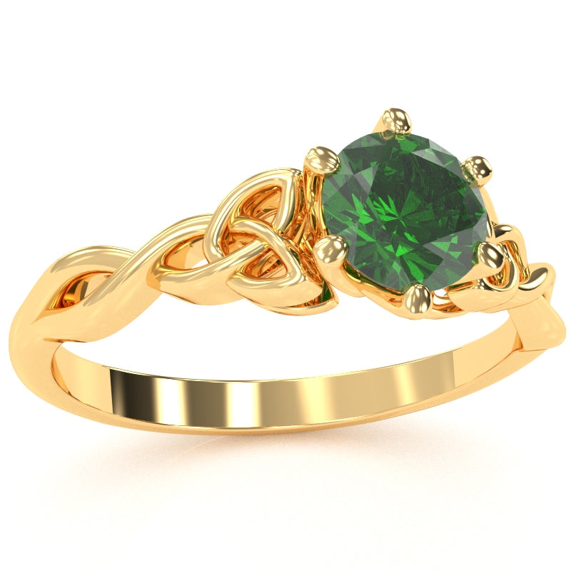 Celtic Trinity Knot Lab-Created Emerald Engagement Ring In 14k Yellow Gold