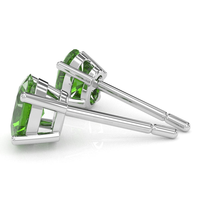 Peridot 8x6mm Oval Stud Earrings in 10k White Gold
