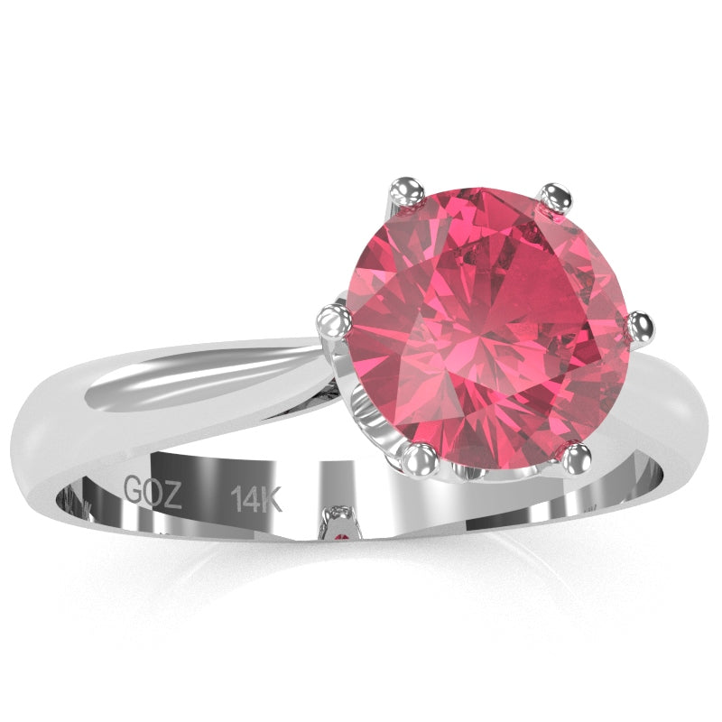 Crown Setting Pink Tourmaline Engagement Ring In 14k White Gold