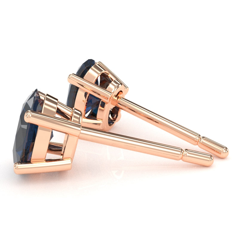 Lab-Created Sapphire 8x6mm Oval Stud Earrings in 10k Rose Gold
